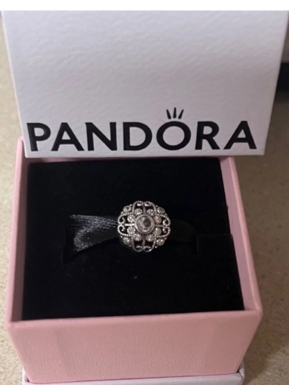 New Authentic Pandora Charm Fairytale Bloom 791961CZ Bead W Box
